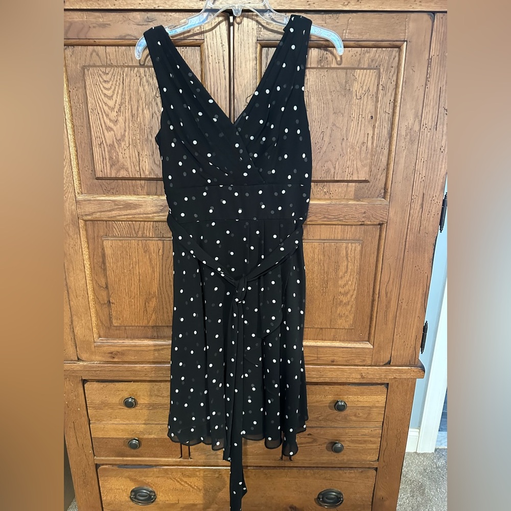 White House Black Market Cocktail Dress – Size 6, Black with White Polka Dots